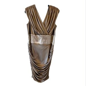 Tadashi Shoji Plus Size Cocktail/Evening Dress in Taupe